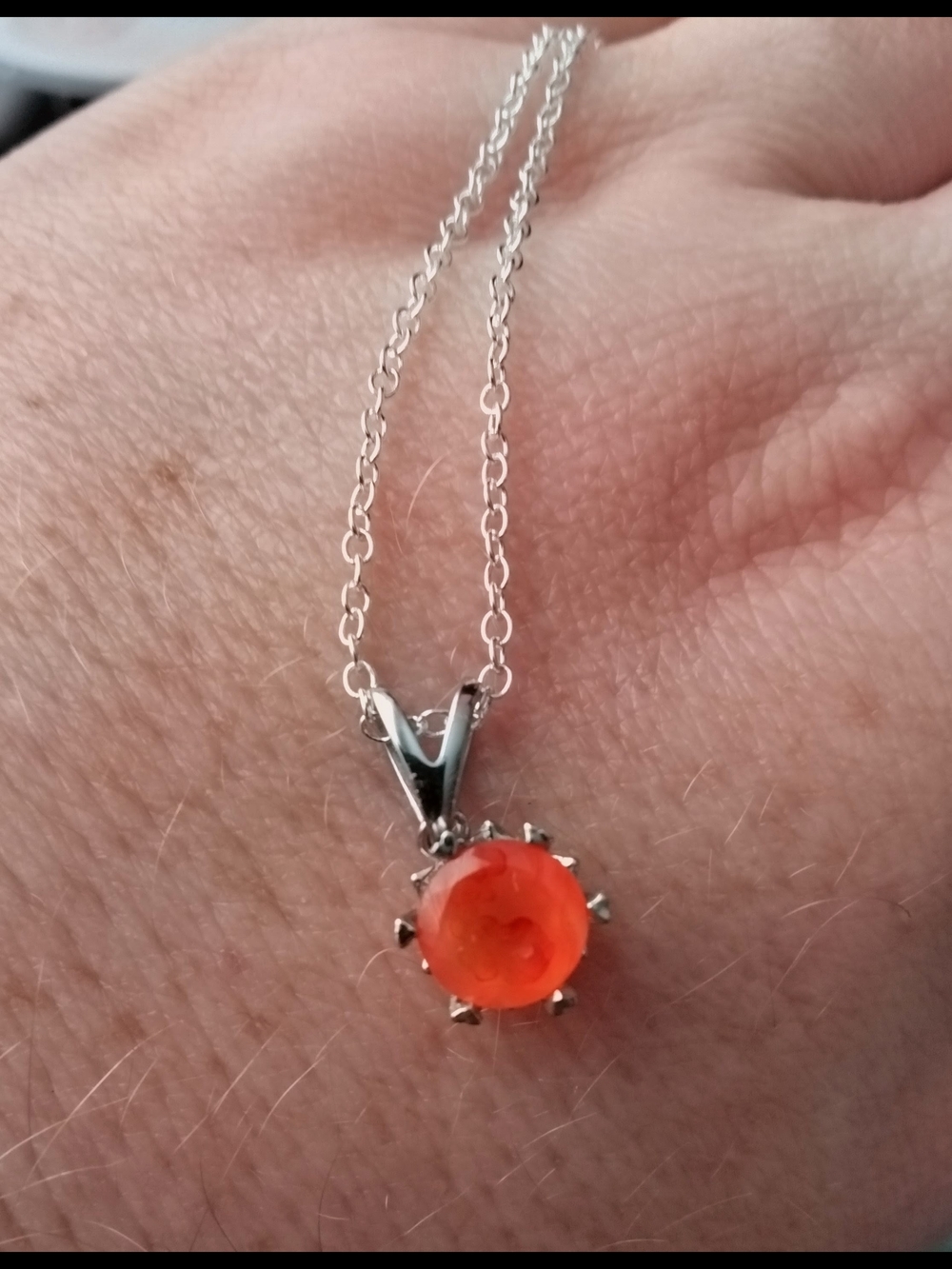 Silver Pendant Necklace with Carnelian Gemstone